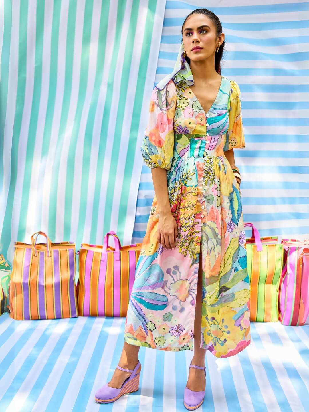 Sunkissed Balloon Sleeve Midi Dress – Half Full Store