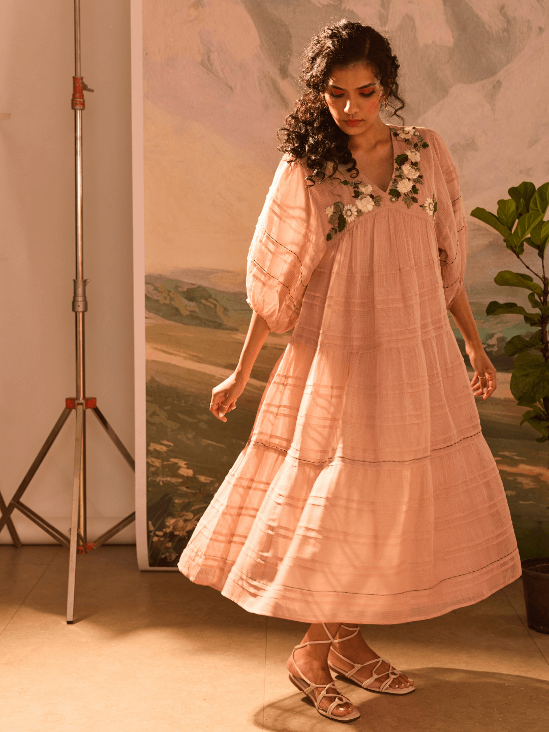 Monotone Emb Pleated Dress – Half Full Store 